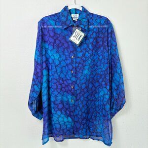 Sensual Silk Sand Washed Silk Button Front Top‎ Size S Long Sleeve Artsy NWT